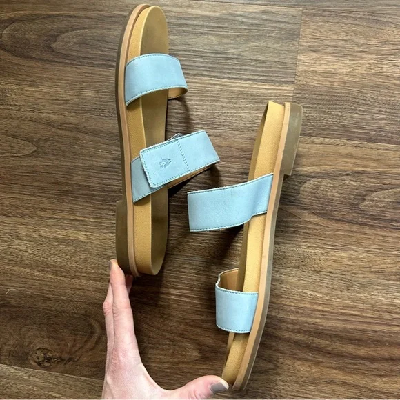 HUSH PUPPIES Powder Blue Adjustable Strap Comfort Sandals Coastal | Size 11 Wide - Picture 4 of 11
